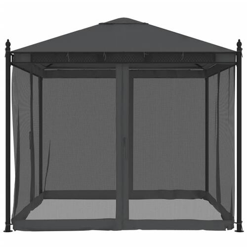 Pavillon 2,93x2,93 m mesh-vægge stål antracitgrå