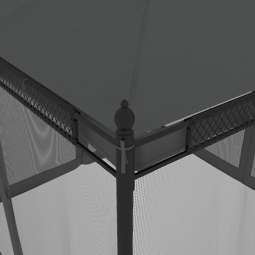 Pavillon 2,93x2,93 m mesh-vægge stål antracitgrå