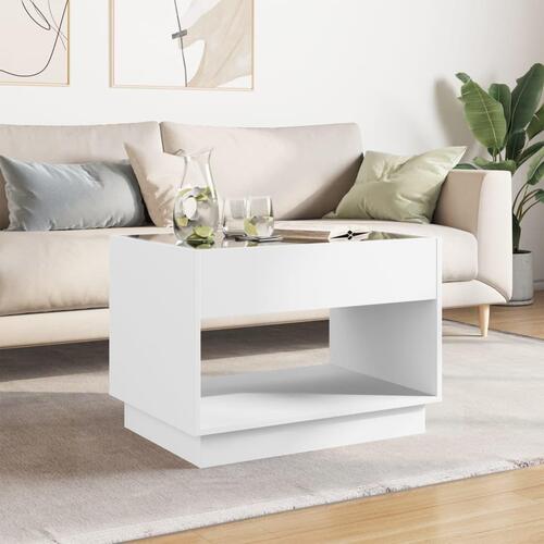 Sofabord med Infinity LED-lys 70x50x50 cm hvid