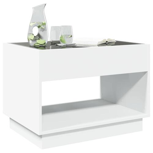 Sofabord med Infinity LED-lys 70x50x50 cm hvid
