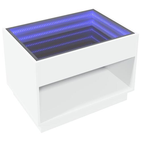 Sofabord med Infinity LED-lys 70x50x50 cm hvid