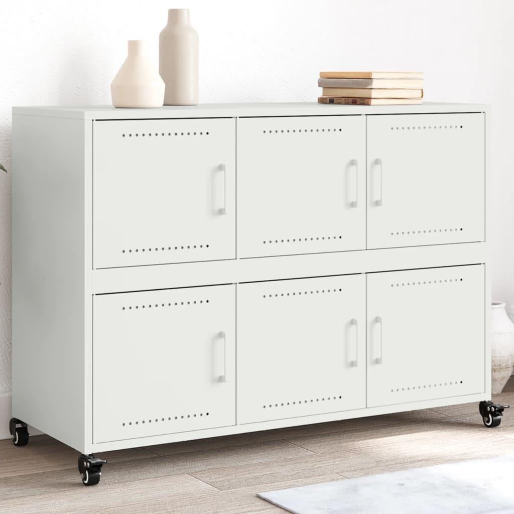 Skænk 100,5x39x72 cm stål hvid billede