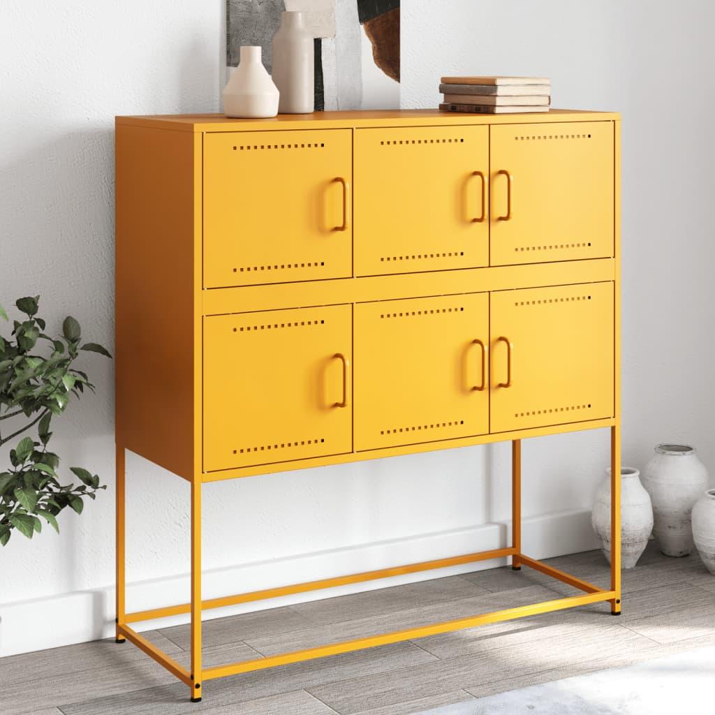 Skænk 100,5x39x107 cm stål sennepsgul