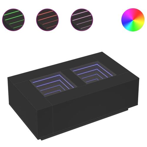 Sofabord med Infinity LED-lys 116x69x40 cm sort