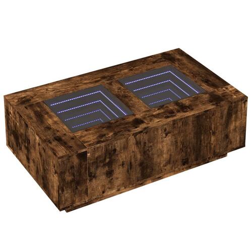 Sofabord med Infinity LED-lys 116x69x40 cm røget egetræsfarve