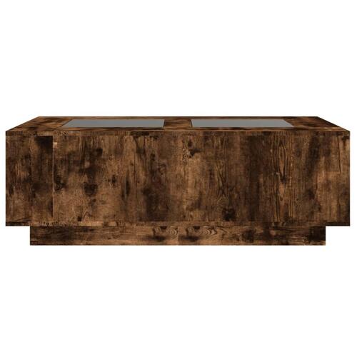 Sofabord med Infinity LED-lys 116x69x40 cm røget egetræsfarve
