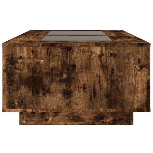Sofabord med Infinity LED-lys 116x69x40 cm røget egetræsfarve