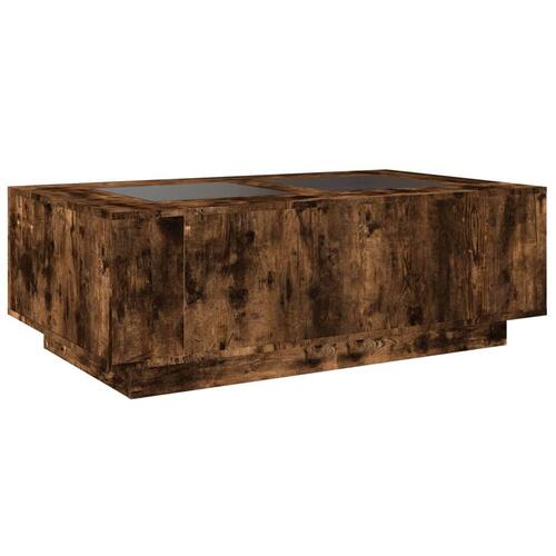 Sofabord med Infinity LED-lys 116x69x40 cm røget egetræsfarve