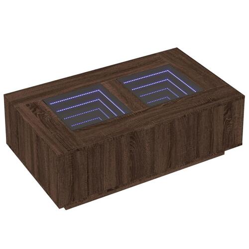 Sofabord med Infinity LED-lys 116x69x40 cm brun egetræsfarve