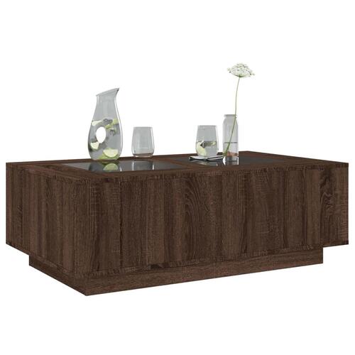 Sofabord med Infinity LED-lys 116x69x40 cm brun egetræsfarve