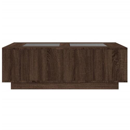 Sofabord med Infinity LED-lys 116x69x40 cm brun egetræsfarve