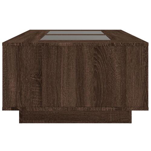 Sofabord med Infinity LED-lys 116x69x40 cm brun egetræsfarve