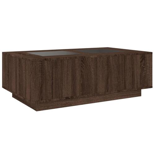 Sofabord med Infinity LED-lys 116x69x40 cm brun egetræsfarve