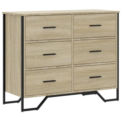 Kommode 91x35,5x74,5 cm konstrueret træ sonoma-eg