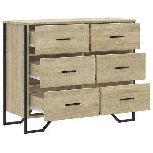 Kommode 91x35,5x74,5 cm konstrueret træ sonoma-eg