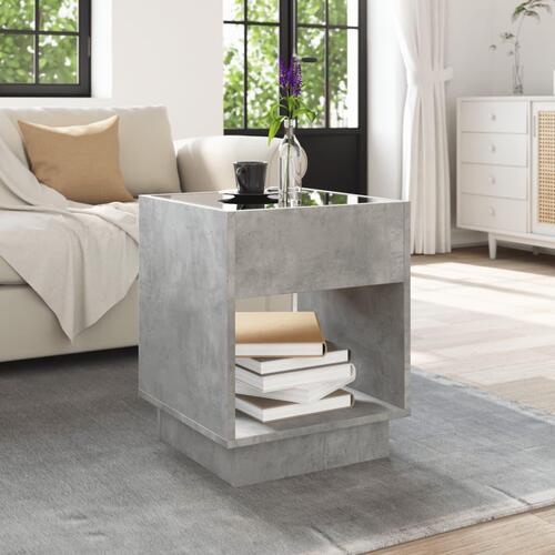 Sofabord med Infinity LED-lys 40x40x50 cm betongrå