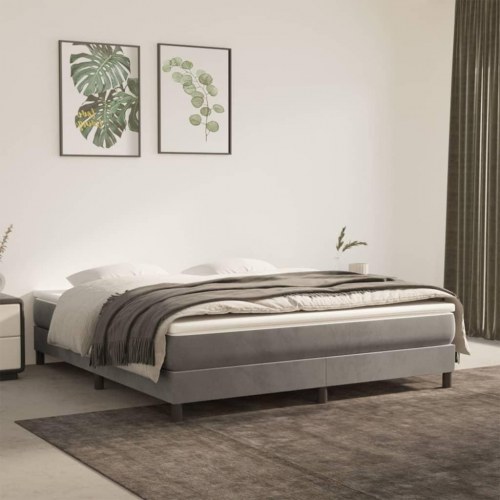Springmadras med pocketfjedre - medium 160×210×20 cm, fløjl lysegrå