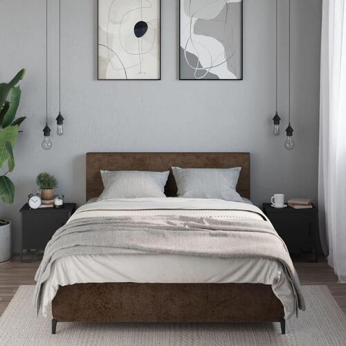 Sengeborde 2 stk. 40x30x40 cm konstrueret træ sort
