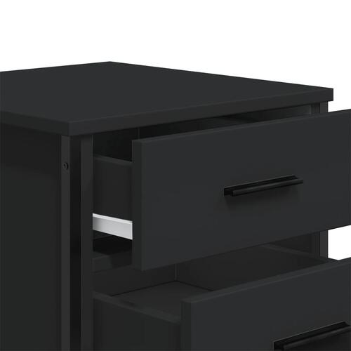 Sengeborde 2 stk. 40x30x40 cm konstrueret træ sort