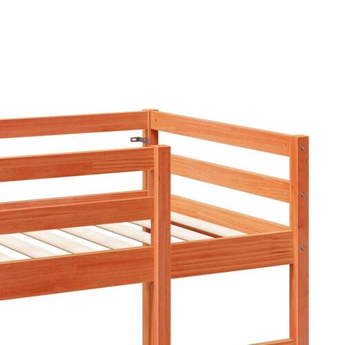 Højseng med skrivebord 90x200 cm massivt fyrretræ gyldenbrun