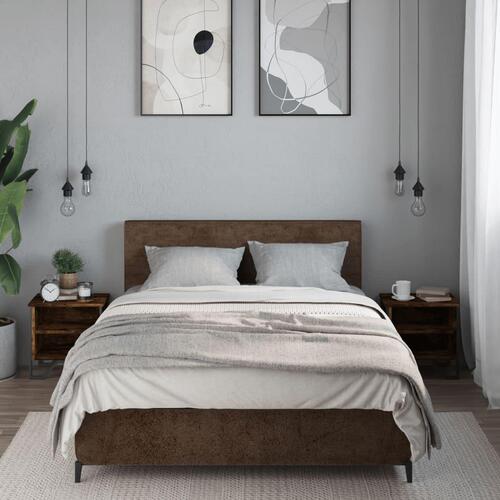 Sengeborde 2stk. 40x30x40 cm konstrueret træ røget egetræsfarve
