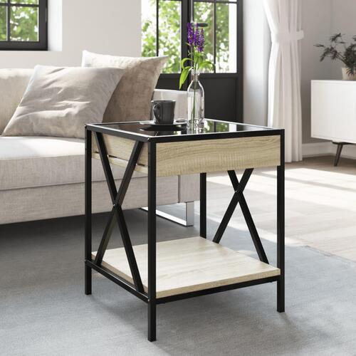 Sofabord med Infinity LED-lys 40x40x49 cm sonoma-eg