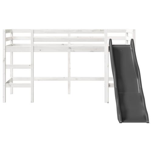 Højseng uden madras 80x200 cm massivt fyrretræ hvid