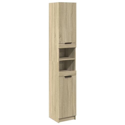 Badeværelsesskab 32x34x188,5 cm konstrueret træ sonoma-eg