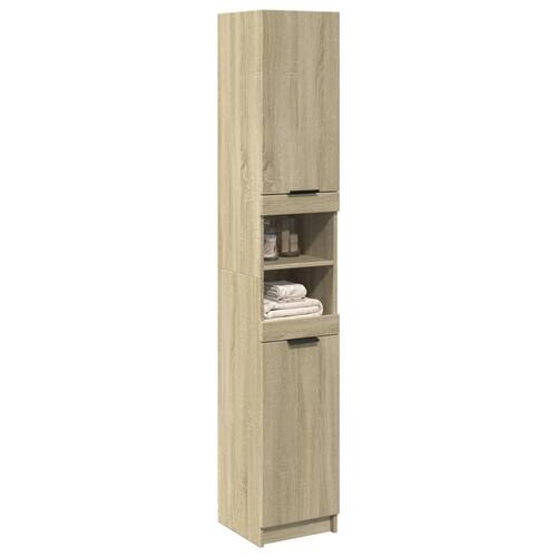 Badeværelsesskab 32x34x188,5 cm konstrueret træ sonoma-eg