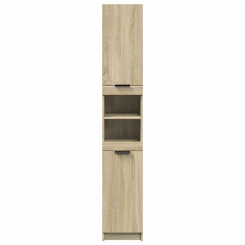 Badeværelsesskab 32x34x188,5 cm konstrueret træ sonoma-eg