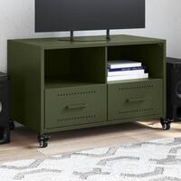 Tv-bord 68x39x43,5 cm stål olivengrøn