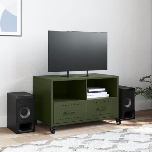 Tv-bord 68x39x43,5 cm stål olivengrøn