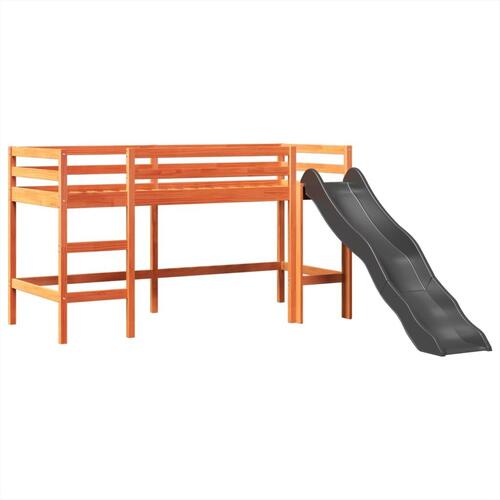 Højseng med tårn 90x200 cm massivt fyrretræ hvid og sort