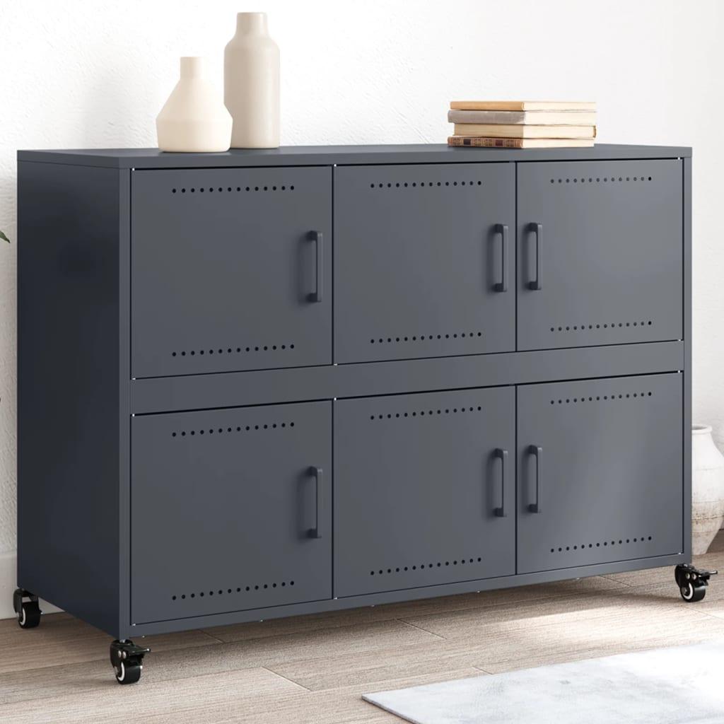Skænk 100,5x39x72 cm stål antracitgrå billede