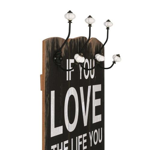Vægmonteret knagerække med 6 knager LOVE LIFE 120 x 40 cm