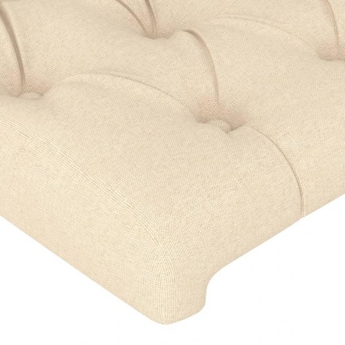 Sengeramme 160x200 cm med justerbar gavl - stof, cremefarvet