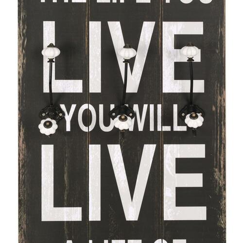 Vægmonteret knagerække med 6 knager LOVE LIFE 120 x 40 cm