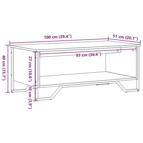 Sofabord 100x51x40 cm konstrueret træ brun egetræsfarve