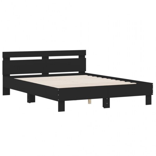 Sengeramme med gavl og RGB LED-lys 140×190 cm - sort