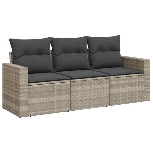 Sofasæt til haven 3 dele med hynder polyrattan lysegrå
