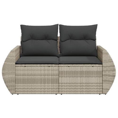 2-personers havesofa med hynder polyrattan lysegrå