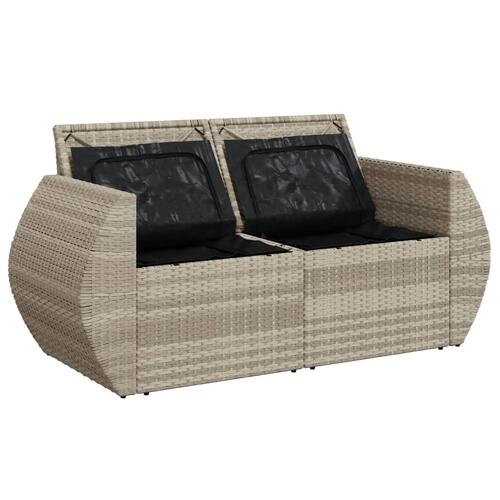 2-personers havesofa med hynder polyrattan lysegrå