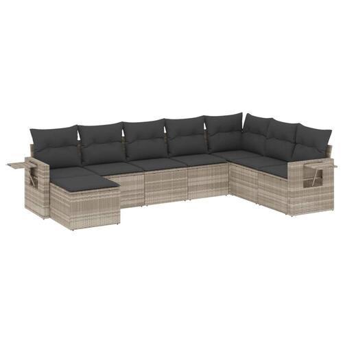 Sofasæt til haven 8 dele med hynder polyrattan lysegrå