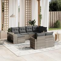 Sofasæt til haven 10 dele med hynder polyrattan lysegrå