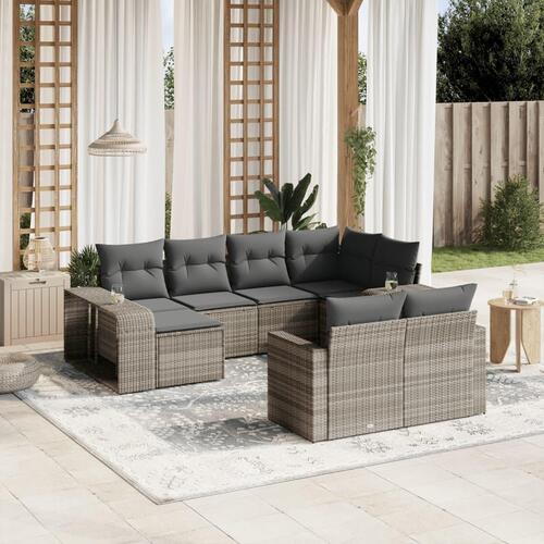 Sofasæt til haven 10 dele med hynder polyrattan lysegrå