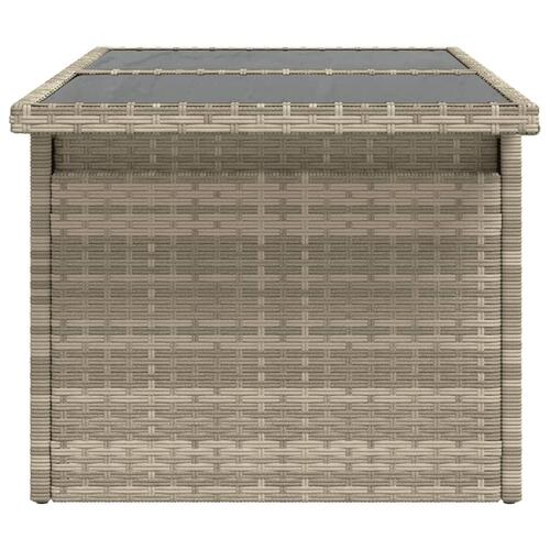 Havebord med glastop 100x55x73 cm polyrattan lysegrå