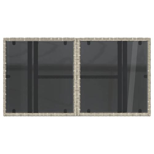 Havebord med glastop 100x55x73 cm polyrattan lysegrå