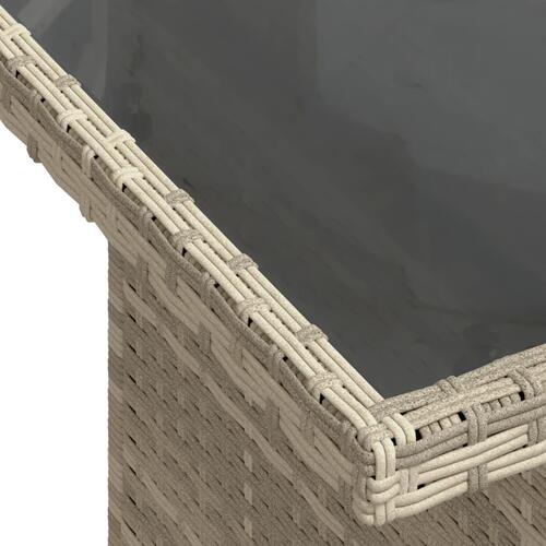 Havebord med glastop 100x55x73 cm polyrattan lysegrå