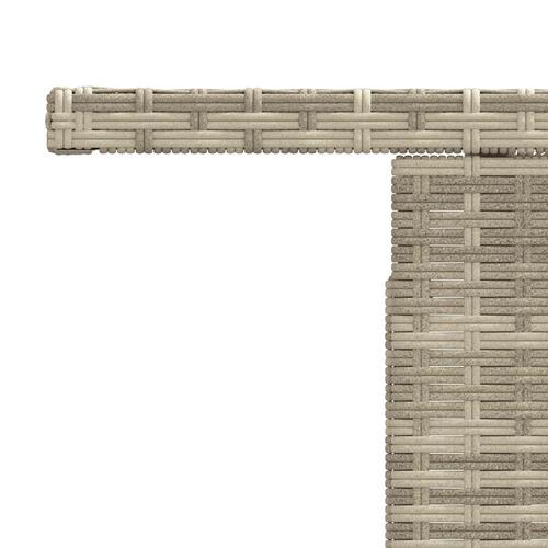Havebord med glastop 100x55x73 cm polyrattan lysegrå
