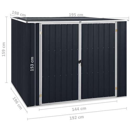 Haveskur 195x198x159 cm galvaniseret stål antracitgrå